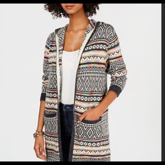 Monteau Intarsia open duster cardigan M - Picture 1 of 5